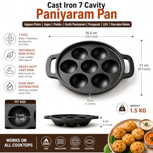 Image 6 of PANATARA Cast Iron Paniyaram Pan