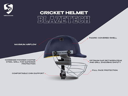 Image 7 of SG BLAZETECH Cricket Helmet | Navy Blue | Size: Medium | Lightweight approx 450g
