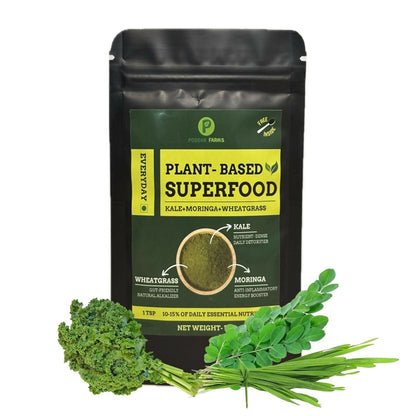 Image 1 of 75 gm for the product Poddar Farms Plant-Based Superfood Mix (Kale + Moringa + Wheatgrass)