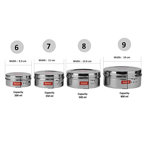Image 5 of Sumeet Stainless Steel Flat Canisters Set of 4Pcs