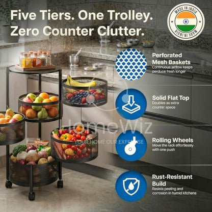 Image 4 of HomeWiz Round Kitchen Rack 5- Layer