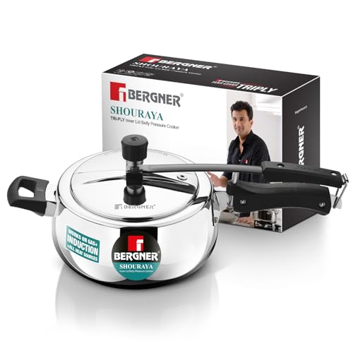 Image 1 of Default Title for the product BERGNER Bergner Shouraya Triply Stainless Steel Pressure Cooker 3.5 Litres