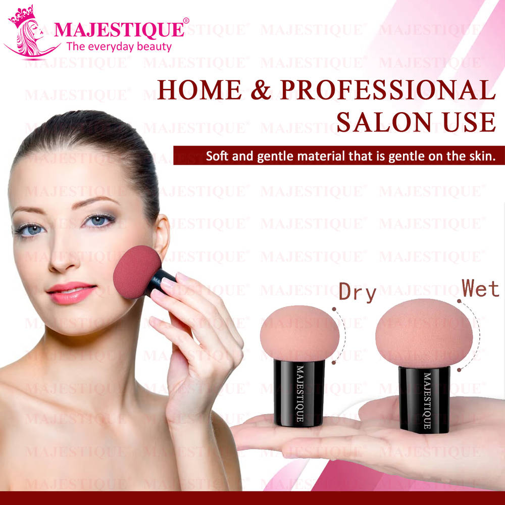 Image 5 of Majestique Mushroom Head Sponge With Handle Case, Powder Puff For Dual-Use Dry & Wet- Color May Vary