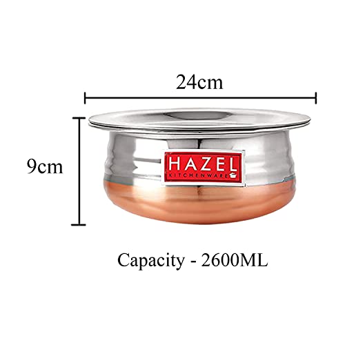 Image 4 of HAZEL Copper Bottom Uruli with Lid 2600ml