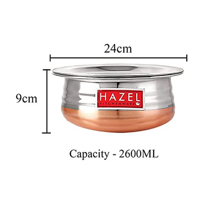 Image 4 of HAZEL Copper Bottom Uruli with Lid 2600ml