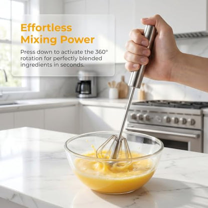 Image 6 of Hand Blanders Egg Whisk, Hand Push Whisk Blender, Stainless Steel Egg Beater, Stirring