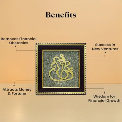Image 2 of Astrotalk Ganesh Ji on Raw Pyrite Frame | Ganesh Idol for Home Decor with Pyrite Stone Frame | Ganesh Vastu Items for Home & Office | Gift for Man & Woman | 19x19x1 cm | 1 Piece