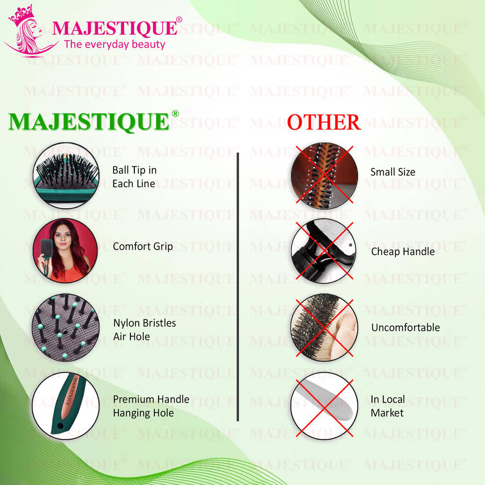 Image 5 of Majestique Paddle Green Velvet Air Cushion Hair Brush