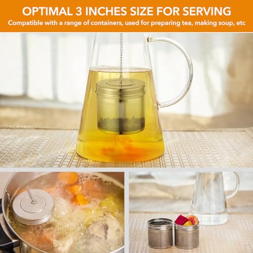 Image 4 of Supvox Tea Infuser 3 Inch Stainless Steel Fine Mesh with Lid and Hook Chain