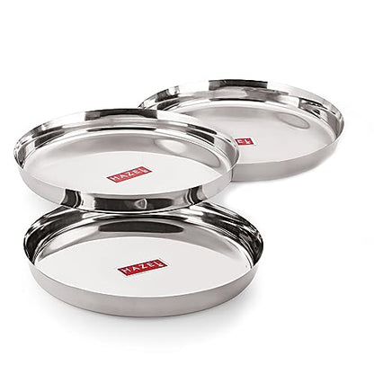 Image 1 of Default Title for the product HAZEL Stainless Steel Plates Set 25.5 cm