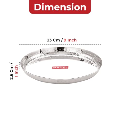 Image 3 of HAZEL Stainless Steel Lunch Plate, Set of 2, 23cm