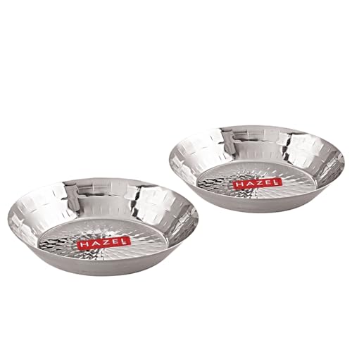 Image 6 of HAZEL Stainless Steel Snack Plate 18.5 cm Hammered Design, Pack of 2