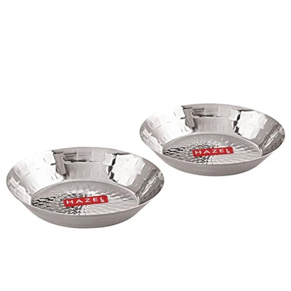 Image 6 of HAZEL Stainless Steel Snack Plate 18.5 cm Hammered Design, Pack of 2