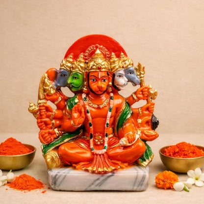 Image 1 of Orange Multi for the product Servdharm Panchmukhi Hanuman Ji Murti 5.9" Orange