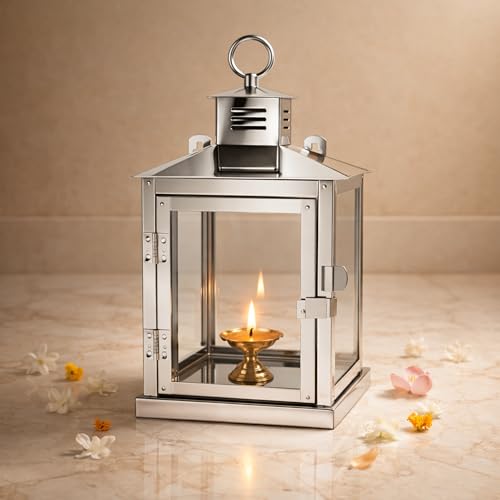 Image 1 of Large for the product Spillbox Stainless Steel Wall Mounted Oil Lamp with Glass Cover Large
