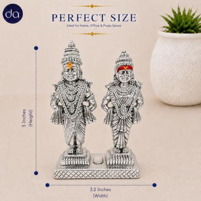 Image 2 of Dev Aastha 999 Silver Plated Vitthal Rukmini Idol - 5 Inch