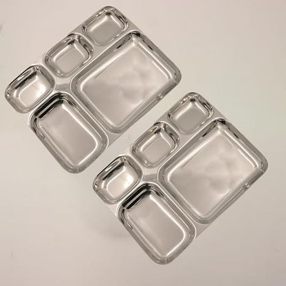 Image 3 of Pack of 2 for the product Spillbox Stainless Steel Tiffin Plate