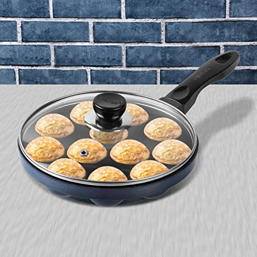 Image 3 of Vinod Zest Non-Stick Paniyarakkal with Glass Lid – 12 Cavities, 20.5 cm Diameter