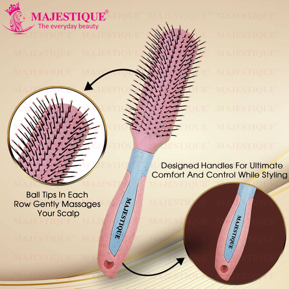 Image 4 of Majestique Flat Hair Brush - All-Purpose Brush for Short Thick Tangles Hair