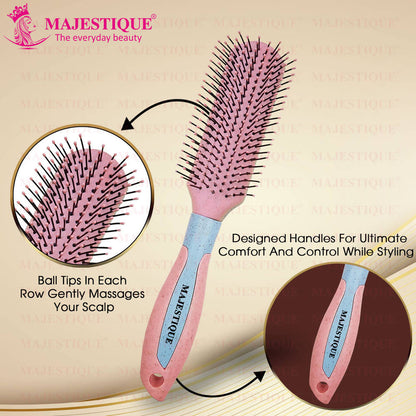 Image 4 of Majestique Flat Hair Brush - All-Purpose Brush for Short Thick Tangles Hair