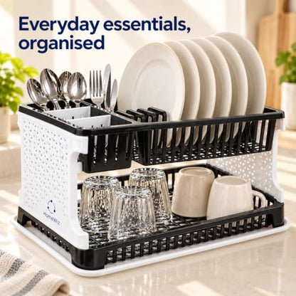 Image 7 of HomeWiz Large 2 Tier Plastic Dish Drying Rack