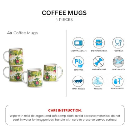 Image 5 of ExclusiveLane Gaj Bagh Decal Ceramic Coffee Mugs Set of 4 330 ml