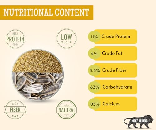 Image 4 of Foodie Puppies Sunflower Seeds & Kangni/Foxtail Millet Seed Combo for Birds - Pouch 1 Kg Kangni + Pouch 1 Kg Sunflower