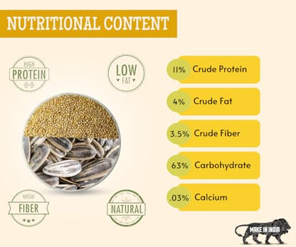 Image 4 of Foodie Puppies Sunflower Seeds & Kangni/Foxtail Millet Seed Combo for Birds - Pouch 1 Kg Kangni + Pouch 1 Kg Sunflower