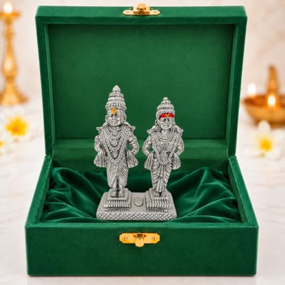 Image 1 of Default Title for the product Dev Aastha 999 Silver Plated Vitthal Rukmini Idol for pooja & diwali gifts - 3 Inch
