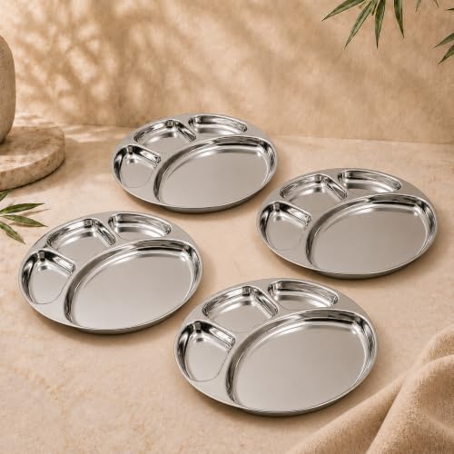 Image 13 of Large-4 for the product Spillbox Stainless Steel Tiffin Plate