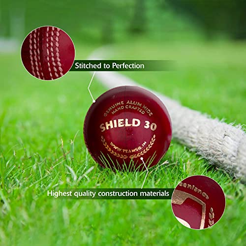 Image 6 of SG Shield 30 Four-Piece Water Proof Cricket Leather Ball (RED)