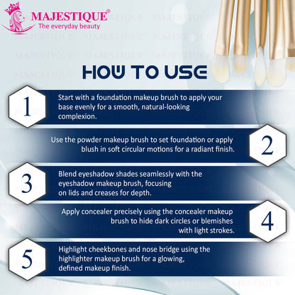 Image 3 of Majestique Premium Face Makeup Brush Set In Leatherite Kit