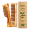 Image 1 of Set Of 2 / Pack of 1 for the product Fabskin Wide Tooth & Handle Neem Wooden Comb - Set Of 2