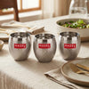 Image 1 of Default Title for the product HAZEL Matt Finish Designer Stainless Steel Drinking Glasses 260 ml Set of 3 Pcs