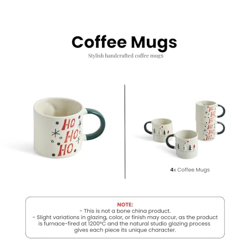 Image 5 of ExclusiveLane Christmas Charm Hand-Embossed Ceramic Coffee Mug Set of 4 330 ml