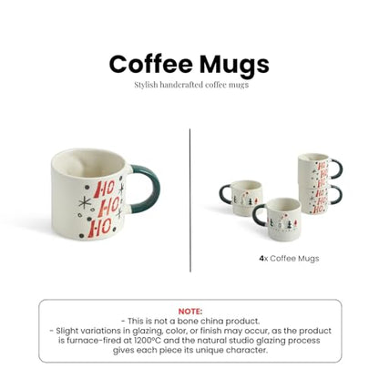 Image 5 of ExclusiveLane Christmas Charm Hand-Embossed Ceramic Coffee Mug Set of 4 330 ml
