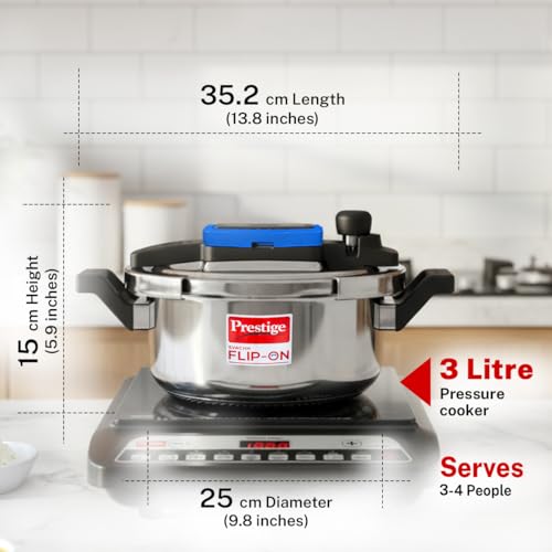 Image 4 of Prestige Stainless Steel Flip On Pressure Cooker 3 Litre