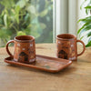 Image 1 of Default Title for the product ExclusiveLane Warli Village Tales Ceramic Coffee Mugs Set of 2 with Tray 300 ml