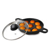 Image 1 of Round Paniyaram Pan / 9 Pit / 8.2 Inch + Glass Lid for the product The Indus Valley Cast Iron Paniyaram Pan