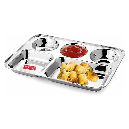 Image 5 of HAZEL Stainless Steel Compartment Mess Plate Set of 2