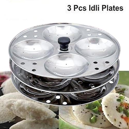 Image 5 of AADHIK Stainless Steel Idli Maker 3 Plate 13 Idli Cooker | Heavy Gauge Idli Stand with 13 Big Idli Capacity | Multipurpose Idli Steamer for Dhokla, Modak & Momo | Kitchen Accessories