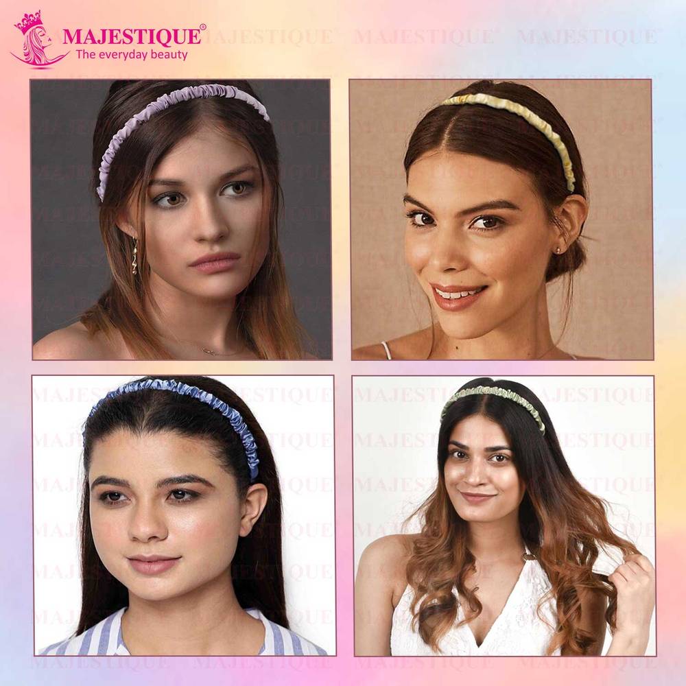 Image 5 of Majestique Satin Silk Twine Headband 4Pcs
