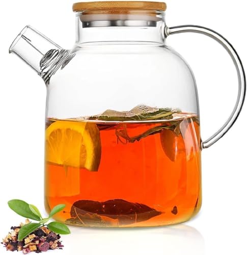 Image 1 of Default Title for the product Jinelza Glass Teapot with Wooden Bamboo Lid 1800ML