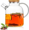 Image 1 of Default Title for the product Jinelza Glass Teapot with Wooden Bamboo Lid 1800ML