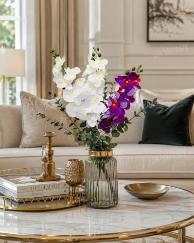 Image 5 of Divyakosh Artificial Flower Bunch with Vase, Orchid Flower Stick Arrangement Luxury Home Decor Bouquet with Vase