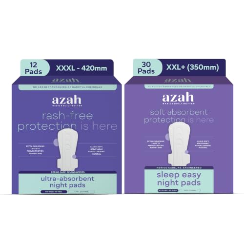 Image 1 of Default Title for the product AZAH Sanitary Pads for Women XXXL Pack of 12 & XXL+ Sanitary Napkins Pack of 30 Combo