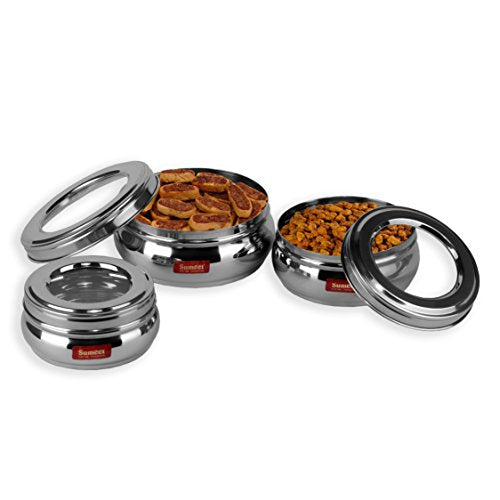 Image 5 of Sumeet Stainless Steel Belly Shape Flat Canisters/Puri Dabba/Storage Containers