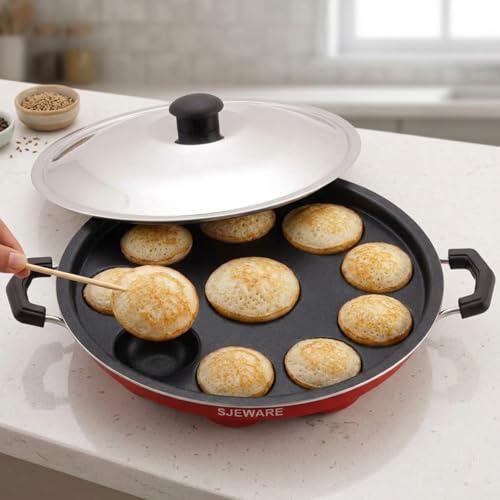 Image 3 of SJE WARE Appam Maker/Appe Pan Non Stick with Lid 12 pits