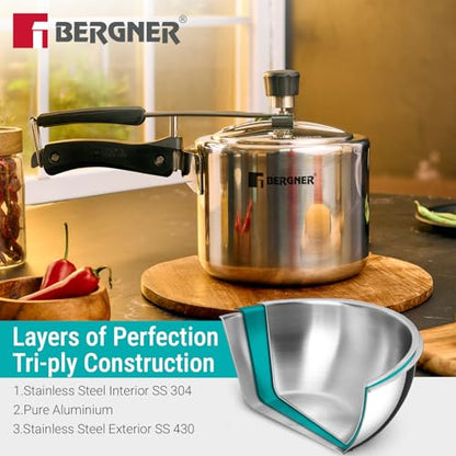 Image 7 of Bergner Argent Triply Stainless Steel Pressure Cooker