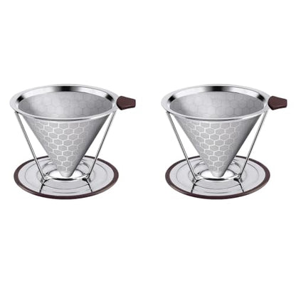 Image 2 of 2 for the product HASTHIP Pour Over Coffee Dripper 800 Mesh Stainless Steel Handle V60
